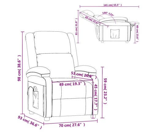 Sillón de masaje cuero sintético marrón