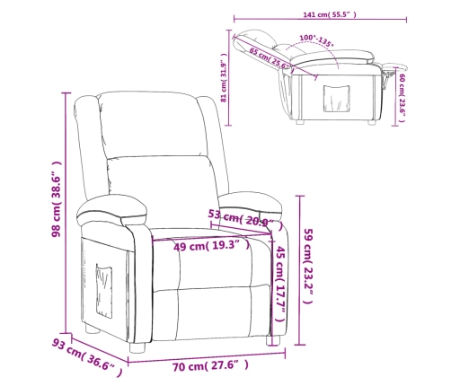 Sillón reclinable de cuero sintético blanco