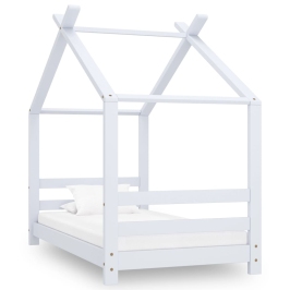 Estructura de cama infantil madera maciza pino blanco 70x140 cm