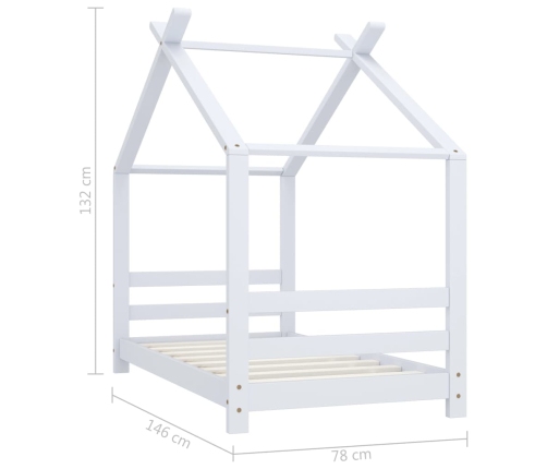 Estructura de cama infantil madera maciza pino blanco 70x140 cm