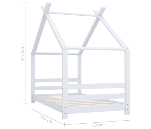 Estructura de cama infantil madera maciza pino blanco 80x160 cm