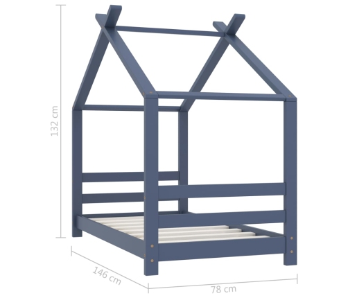 Estructura de cama infantil madera maciza pino gris 70x140 cm