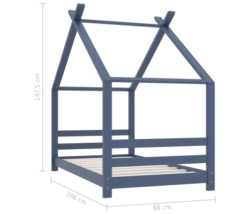 Estructura de cama infantil madera maciza pino gris 80x160 cm