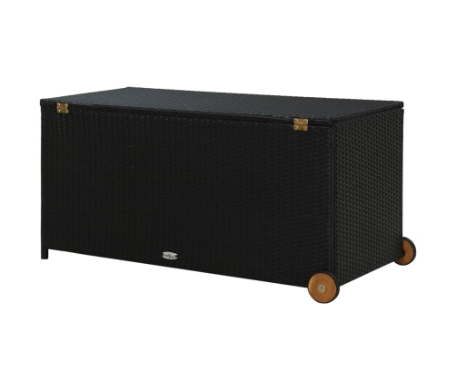 vidaXL Caja de almacenaje de jardín ratán sintético negro 120x65x61 cm