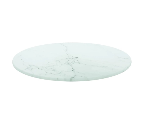 Tablero de mesa diseño mármol vidrio templado blanco Ø30x0,8 cm