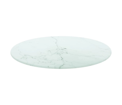 Tablero de mesa diseño mármol vidrio templado blanco Ø40x0,8 cm