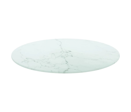 Tablero de mesa diseño mármol vidrio templado blanco Ø50x0,8 cm