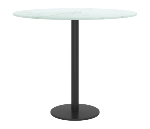 Tablero de mesa diseño mármol vidrio templado blanco Ø50x0,8 cm