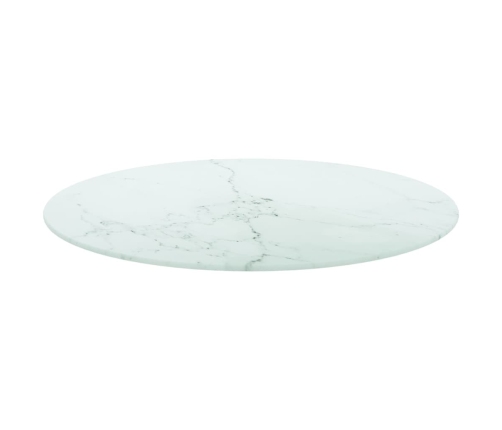 Tablero de mesa diseño mármol vidrio templado blanco Ø60x0,8 cm