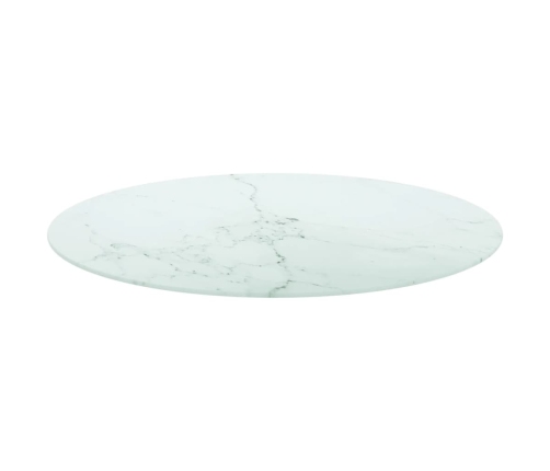 Tablero de mesa diseño mármol vidrio templado blanco Ø80x1 cm