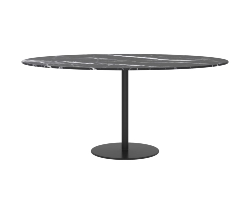 Tablero de mesa diseño mármol vidrio templado negro Ø90x1 cm