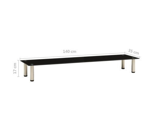 Mueble para TV de vidrio templado negro 140x35x17 cm