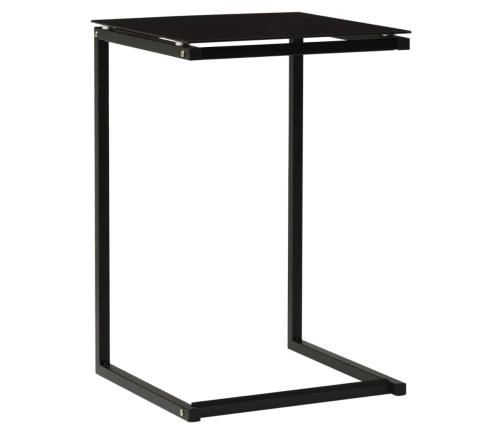 Mesa auxiliar de vidrio templado negro 40x40x60 cm