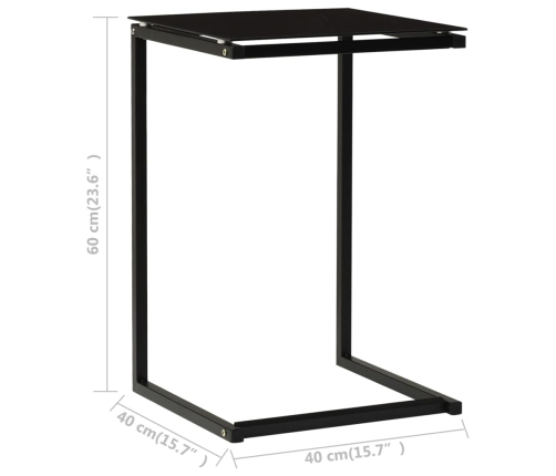 Mesa auxiliar de vidrio templado negro 40x40x60 cm