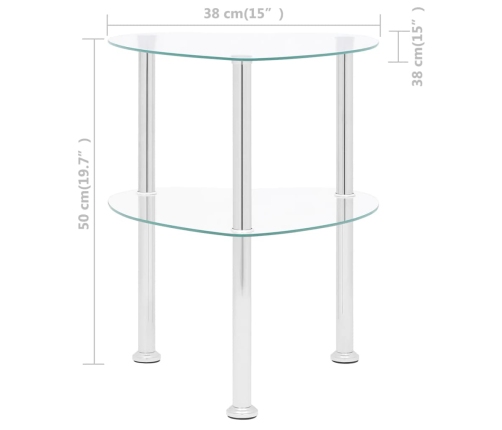 Mesa auxiliar de ordenador vidrio transparente 38x38x50 cm