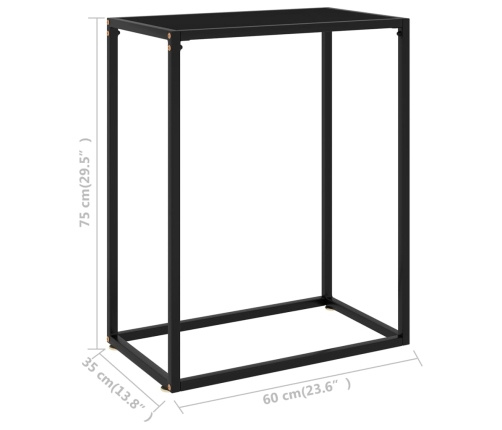 Mesa consola vidrio templado negro 60x35x75 cm