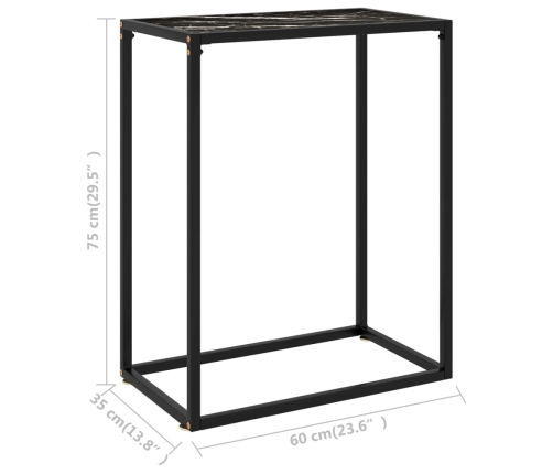 vidaXL Mesa consola vidrio templado negro 60x35x75 cm