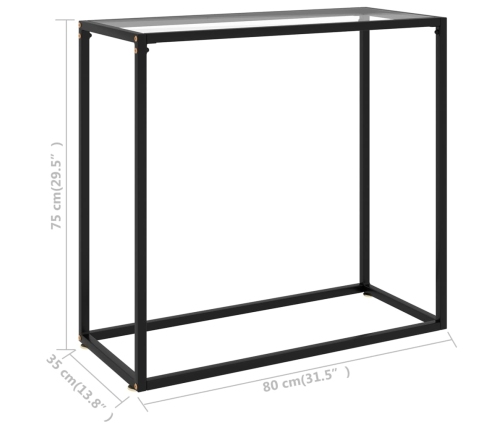 vidaXL Mesa consola vidrio templado transparente 80x35x75 cm