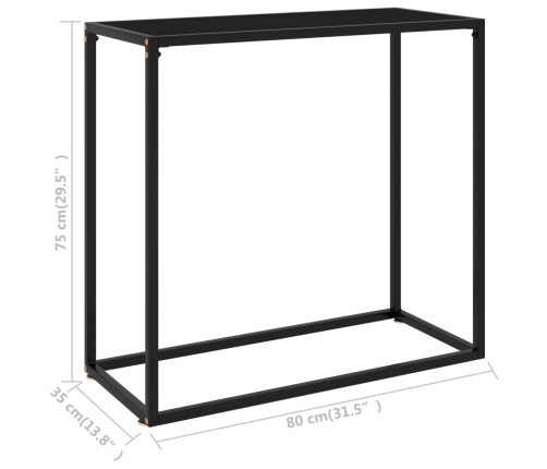 Mesa consola vidrio templado negro 80x35x75 cm