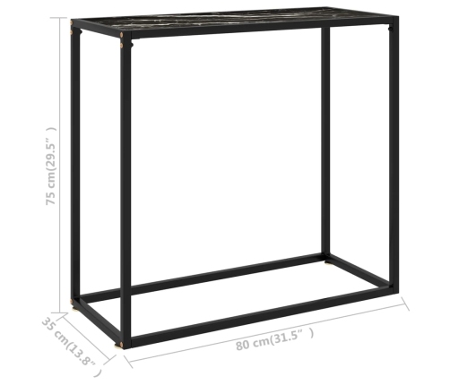 Mesa consola vidrio templado negro 80x35x75 cm