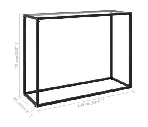 Mesa consola vidrio templado transparente 100x35x75 cm