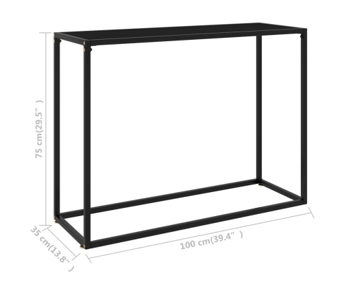 vidaXL Mesa consola vidrio templado negro 100x35x75 cm