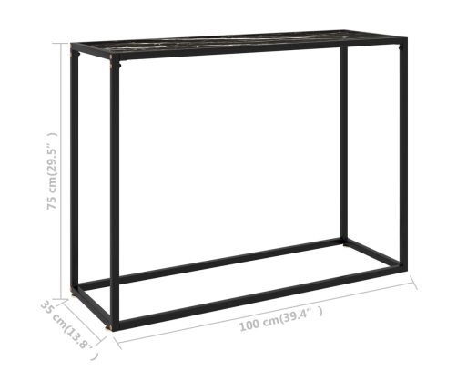 Mesa consola vidrio templado negro 100x35x75 cm