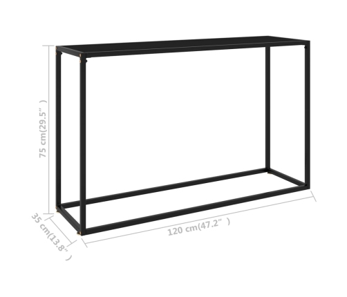 vidaXL Mesa consola vidrio templado negro 120x35x75 cm