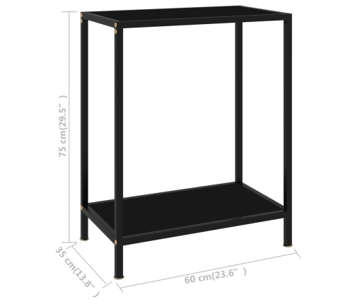 Mesa de consola negro vidrio templado 60x35x75 cm