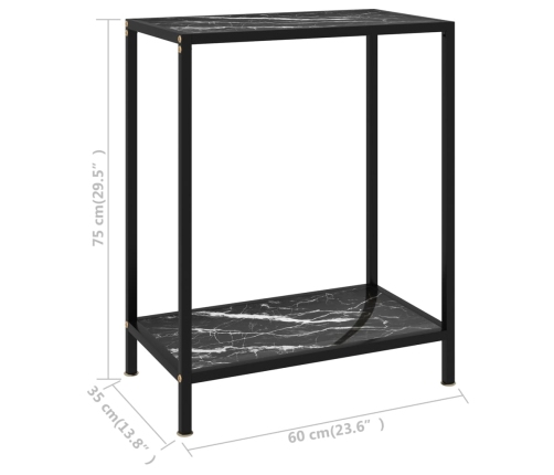 vidaXL Mesa de consola negro vidrio templado 60x35x75 cm