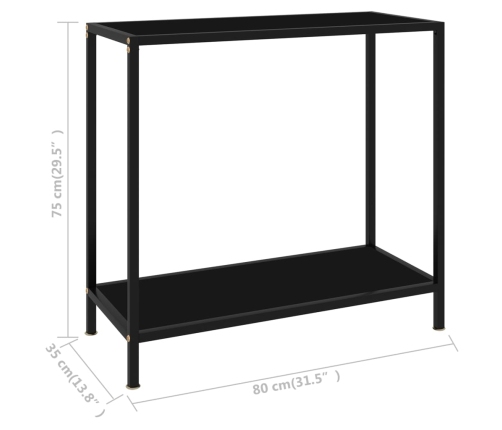 Mesa de consola negro vidrio templado 80x35x75 cm