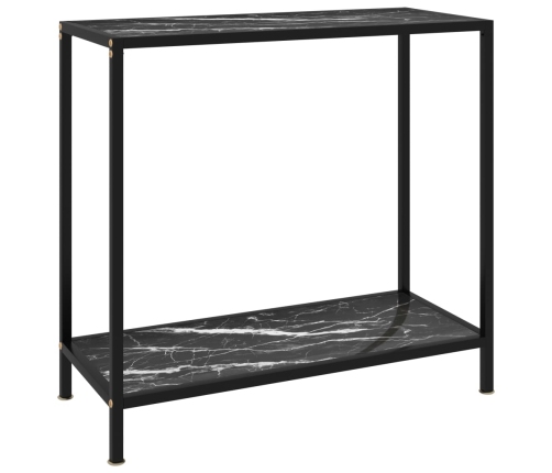 Mesa de consola negro vidrio templado 80x35x75 cm