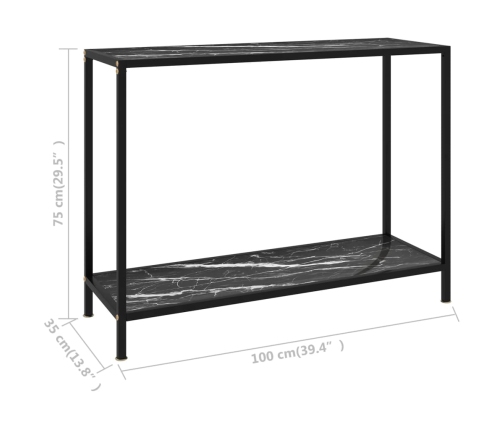 Mesa de consola negro vidrio templado 100x35x75 cm