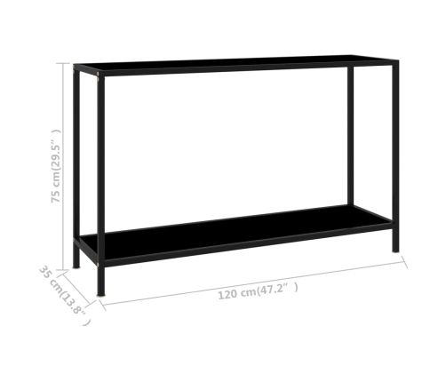 Mesa de consola negro vidrio templado 120x35x75 cm