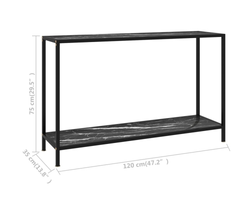 Mesa de consola negro vidrio templado 120x35x75 cm