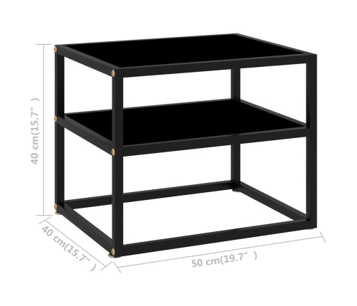 vidaXL Mesa de consola negro vidrio templado 50x40x40 cm