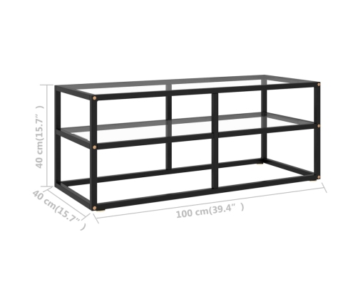 Mueble para TV de vidrio templado negro 100x40x40 cm