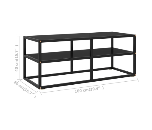 Mueble para TV negro con vidrio negro 100x40x40 cm