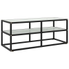 Mueble para TV negro con vidrio de mármol blanco 100x40x40 cm