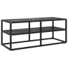 vidaXL Mueble para TV negro con vidrio de mármol negro 100x40x40 cm