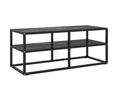 vidaXL Mueble para TV negro con vidrio de mármol negro 100x40x40 cm