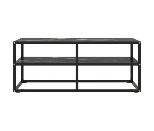 vidaXL Mueble para TV negro con vidrio de mármol negro 100x40x40 cm