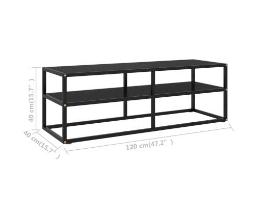 Mueble para TV negro con vidrio negro 120x40x40 cm