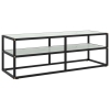 Mueble para TV negro con vidrio de mármol blanco 120x40x40 cm