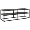 Mueble para TV negro con vidrio de mármol negro 120x40x40 cm