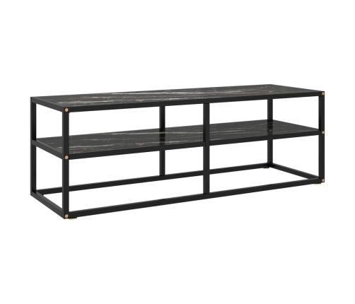 Mueble para TV negro con vidrio de mármol negro 120x40x40 cm