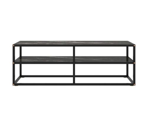 Mueble para TV negro con vidrio de mármol negro 120x40x40 cm