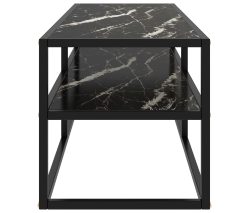 Mueble para TV negro con vidrio de mármol negro 120x40x40 cm