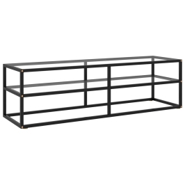 Mueble para TV negro con vidrio templado negro 140x40x40 cm