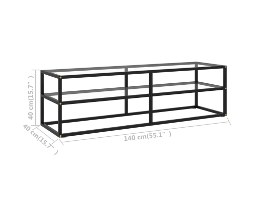 Mueble para TV negro con vidrio templado negro 140x40x40 cm